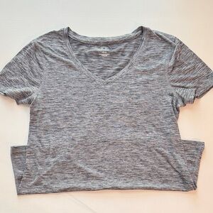 Gray V-Neck Women's Athletic Top